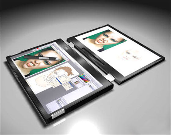 توشيبا: كمبيوتر محمول بشاشتين!!